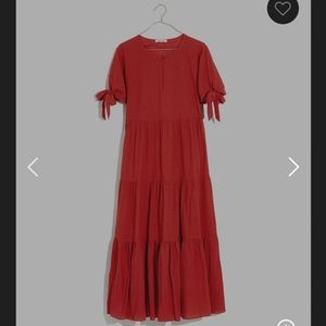 NWT Madewell Tie-Sleeve Midi Dress in Swiss Dot